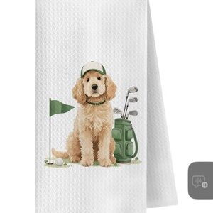 Dog Golf Kitchen Towel - White